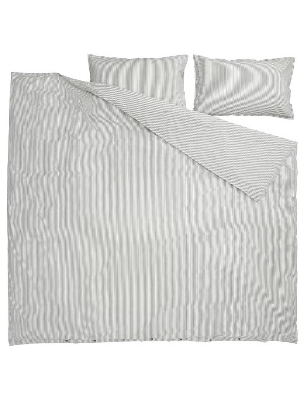 Striped Gray and White Cotton Bedding Set - Neutral Comfort - Picture 4 of 5